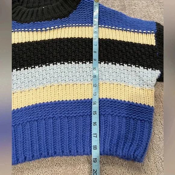 NWT Elan Cassidy Striped Sweater, Chunky, Relaxed, Black, Cream, Royal Blue, S - Picture 9 of 15